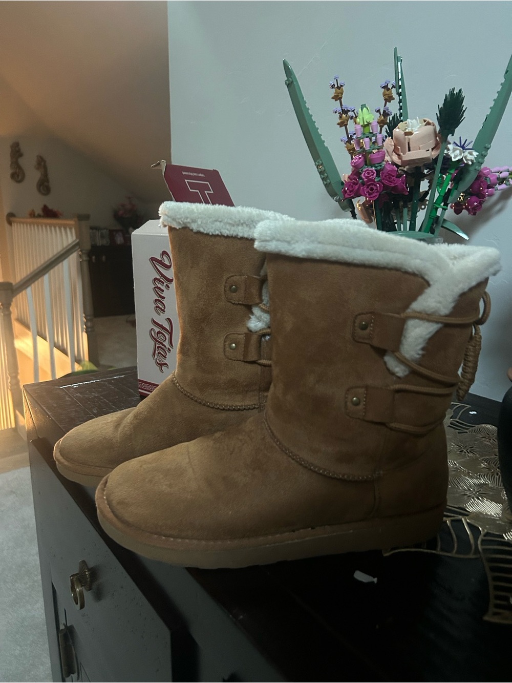 Target Brown Suede Shearling-Lined Winter Boots